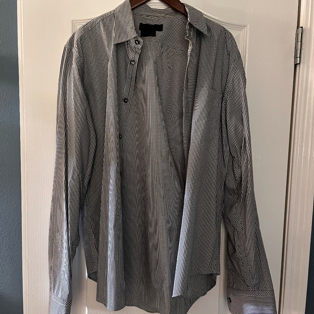 Nicole Farhi mens dress shirt in checkered black and white, excellent condition
